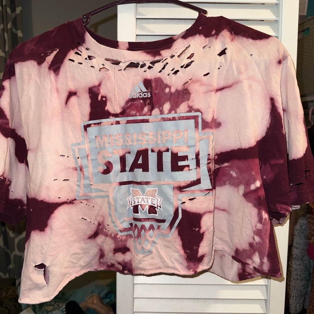 Adidas Maroon and Pink Tie-Dye Tee